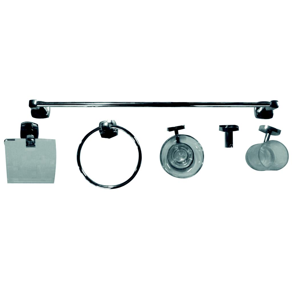 KIT ACCESORIOS LUJO P/ BAÑO CROMO / CROMO 6 PIEZAS